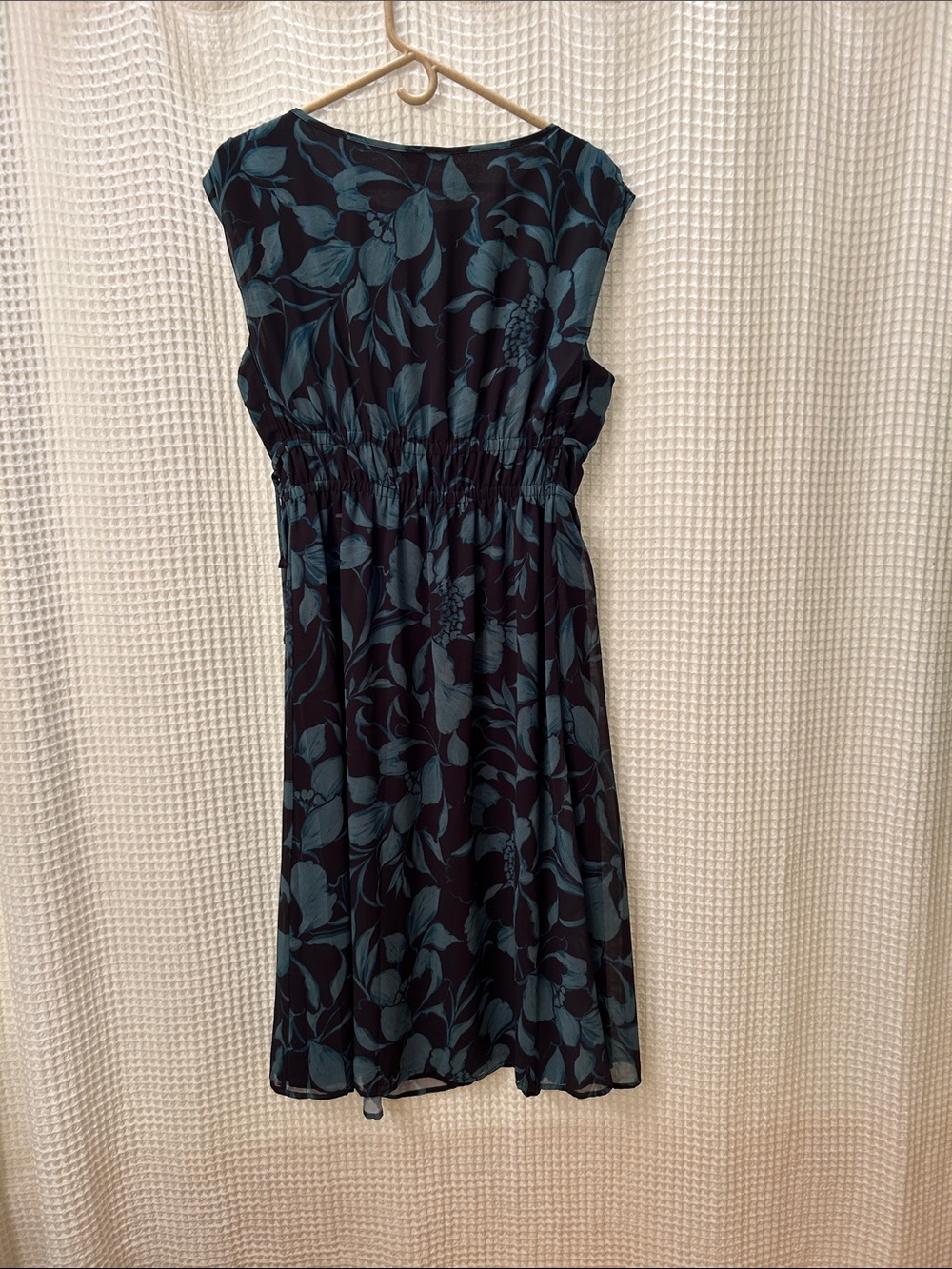 Banana Republic Navy Midi Dress with Teal Floral Print - Picture 4 of 6